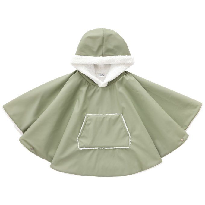 Poncho de pluie ciré bébé imperméable BB&CO vert sauge