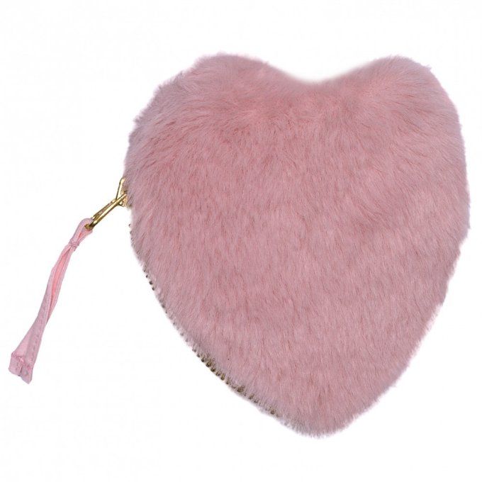 Mini trousse cœur fausse fourrure Poule House rose