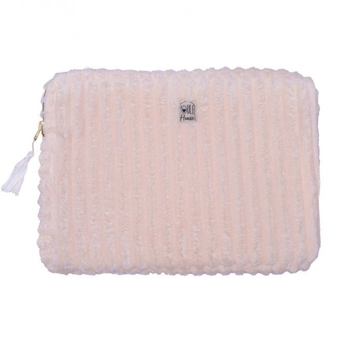 Pochette PC/tablette Poule House minky crème gd modèle