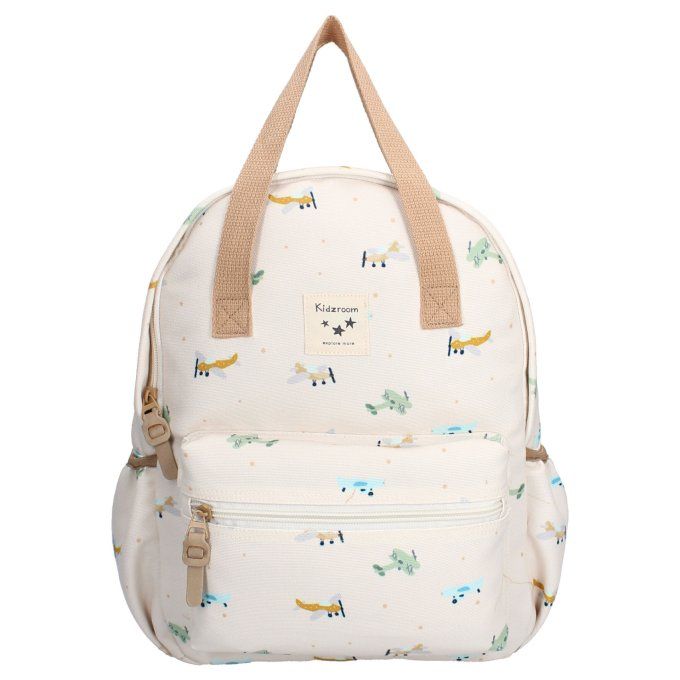 Sac à dos enfant à anses Kidzroom Avions beige écru