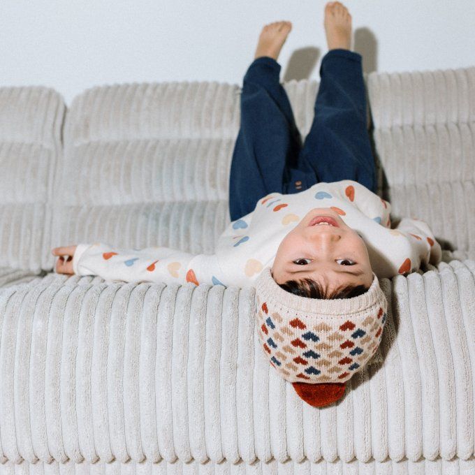 Bonnet bébé enfant ALIX L.P.C. en laine mérinos cœur