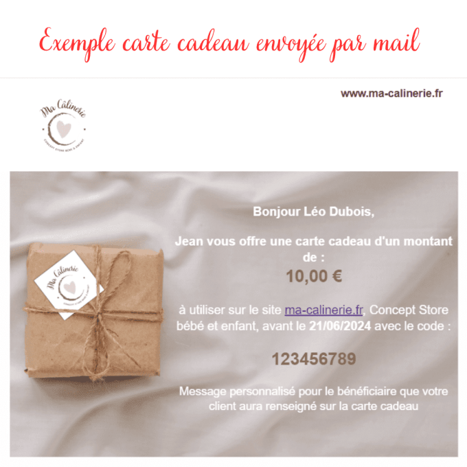 Carte Cadeau Ma Câlinerie 100 €