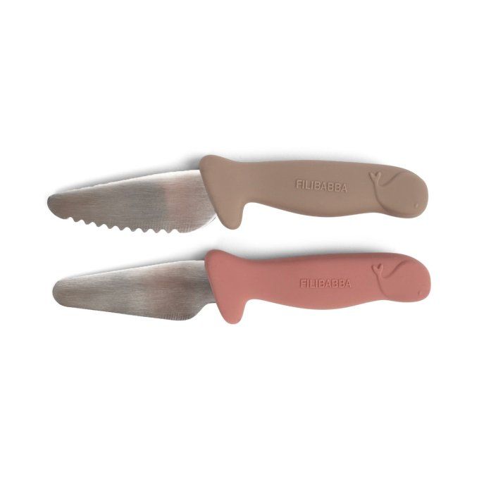 Lot de 2 couteaux d'apprentissage Filibabba Rose/Taupe