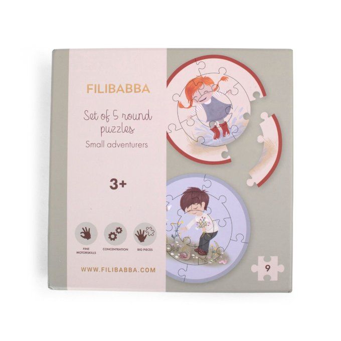 Coffret 5puzzles ronds Filibabba Les petits aventuriers