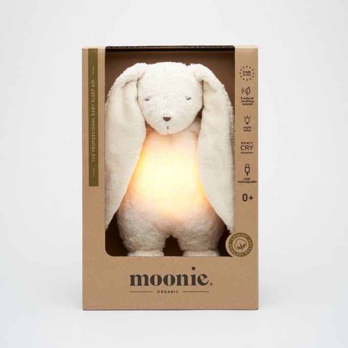 Peluche Lapin Nature Moonie sons & lumières blanc