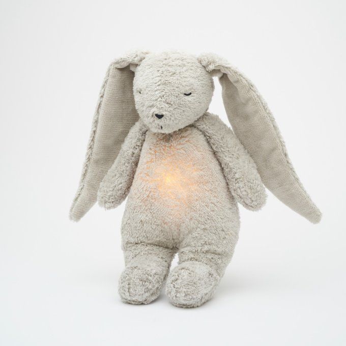 Peluche Lapin Nature Moonie sons & lumières gris