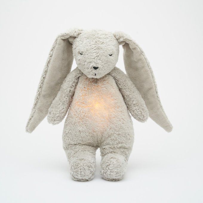 Peluche Lapin Nature Moonie sons & lumières gris