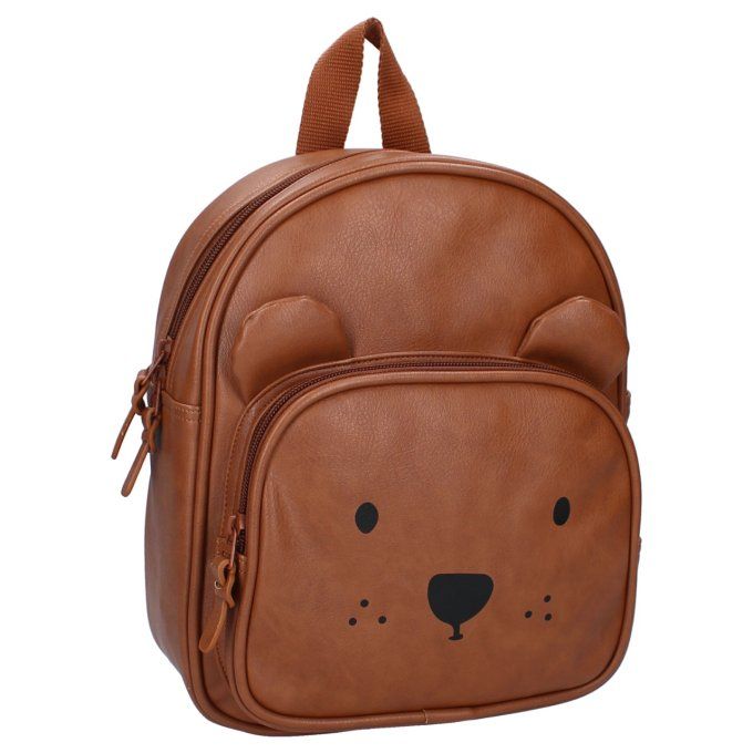 Sac à dos enfant Kidzroom ourson similicuir cognac