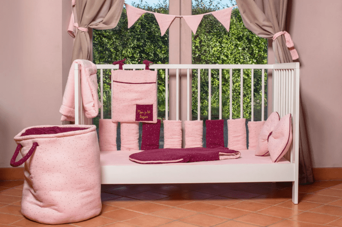 Tapis de jeu bébé réversible BB&CO gaze de coton rose